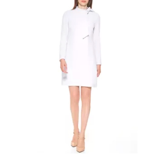 Calvin Klein Pastel Pink long sleeve Crepe Dress w/mock neckline & Bow Size 10 - Picture 1 of 10
